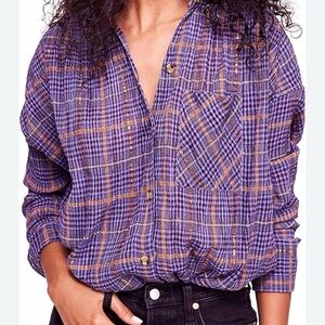 Free People size medium plaid violet blouse